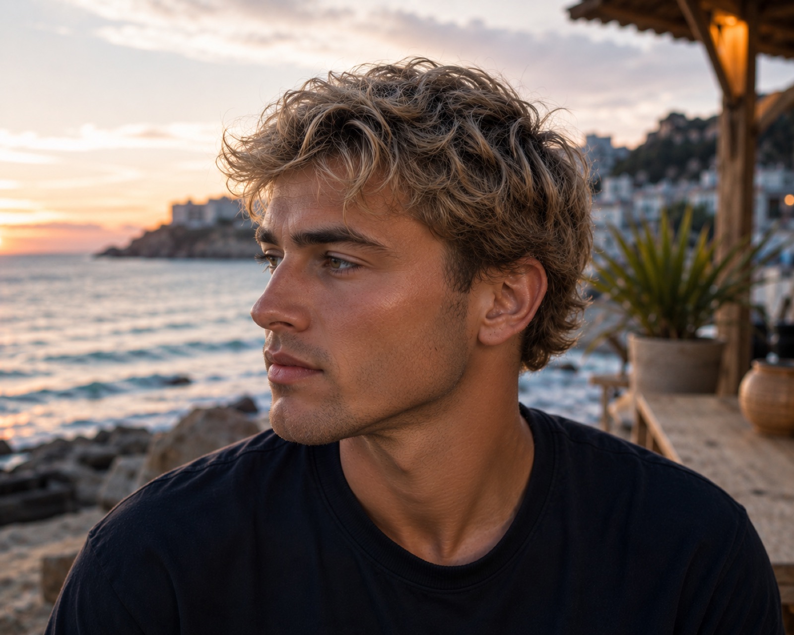 Coupe homme wavy bord de mer